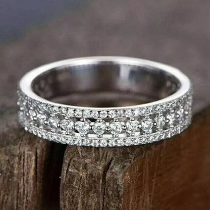 2Ct Round White Diamond Eternity Ring 14K White Gold Plated