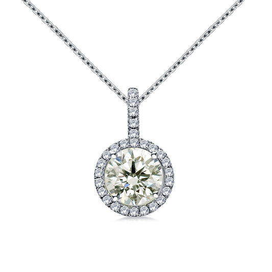 Round Halo Moissanite Pendant Necklace