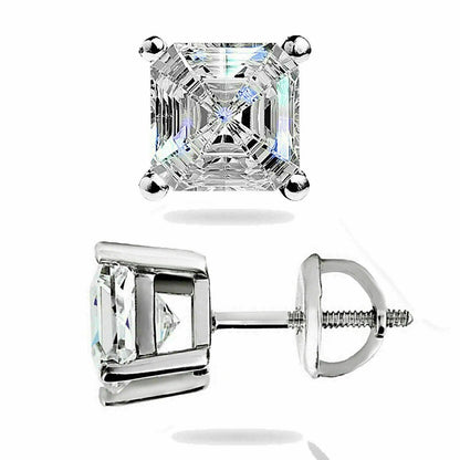 Asscher Cut Moissanite Stud Earrings