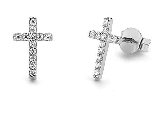 Moissanite Cross Stud Earrings