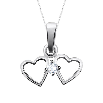 0.10 CT Moissanite Double Heart Pendant