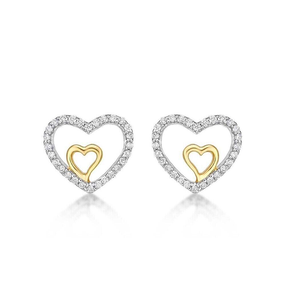 0.20 CT Moissanite Double Heart Stud Earrings