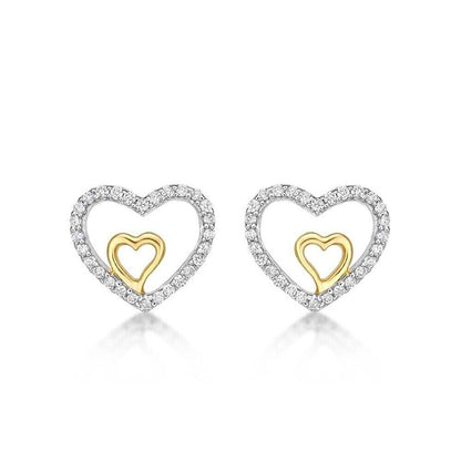 0.20 CT Moissanite Double Heart Stud Earrings