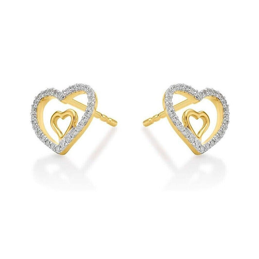 0.20 CT Moissanite Double Heart Stud Earrings