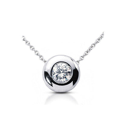 1CT Moissanite Bezel Set Solitaire Pendant 14K White Gold