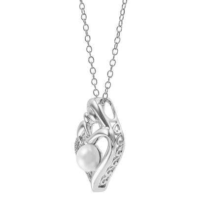 Pearl Mother & Child Heart Pendant Necklace