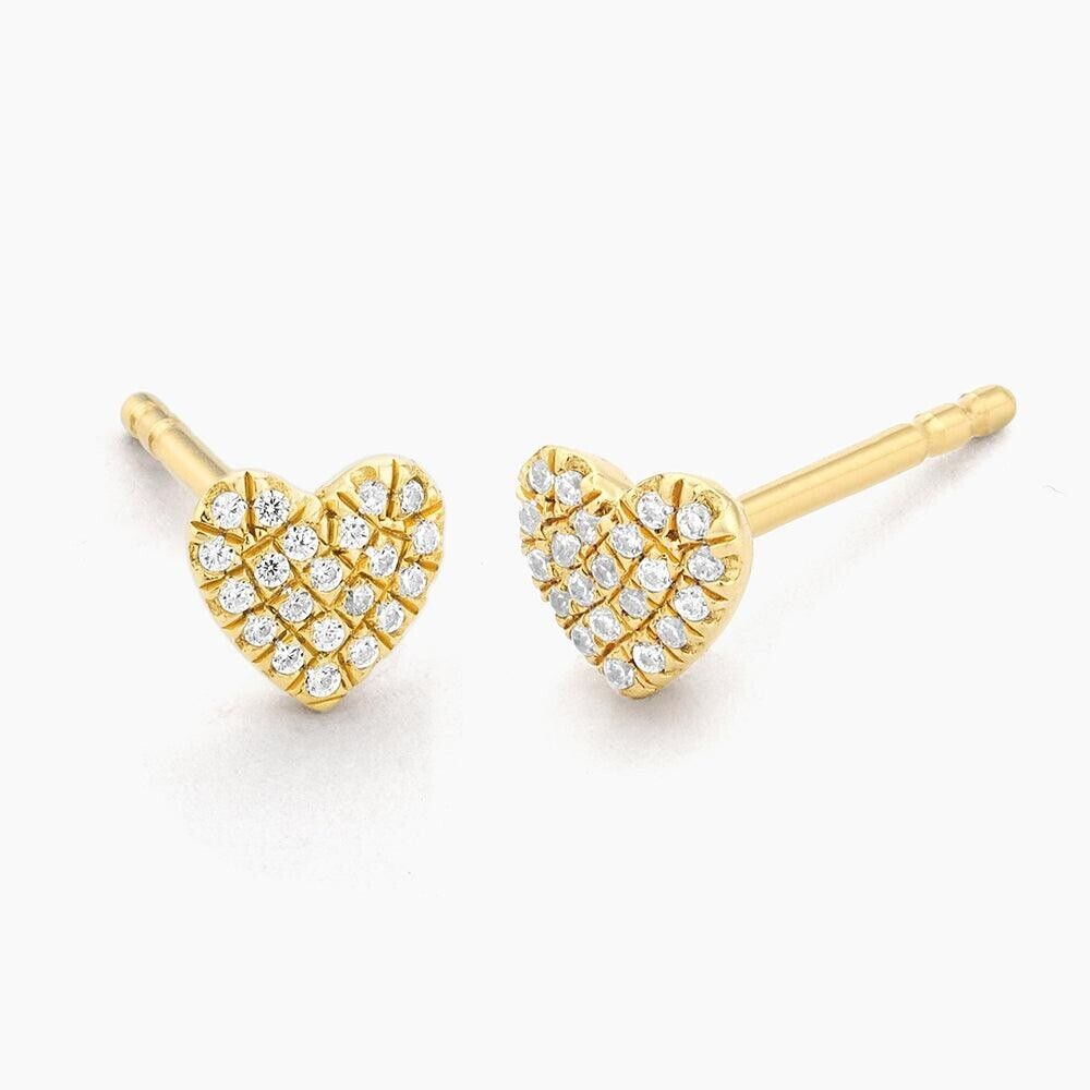 0.20 CT Moissanite Heart Earrings 14K Yellow Gold