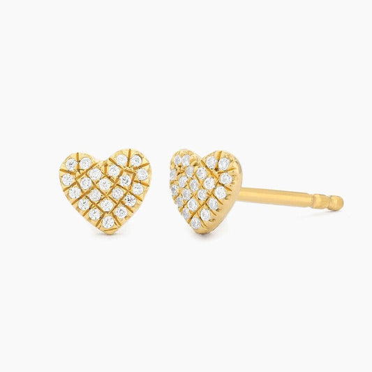 0.20 CT Moissanite Heart Earrings 14K Yellow Gold