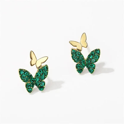 Emerald Butterfly Stud Earrings