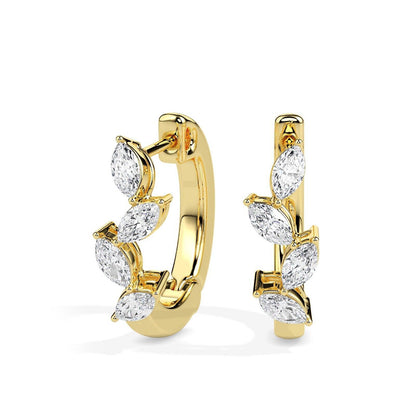 Marquise Diamond Huggie Hoop Earrings