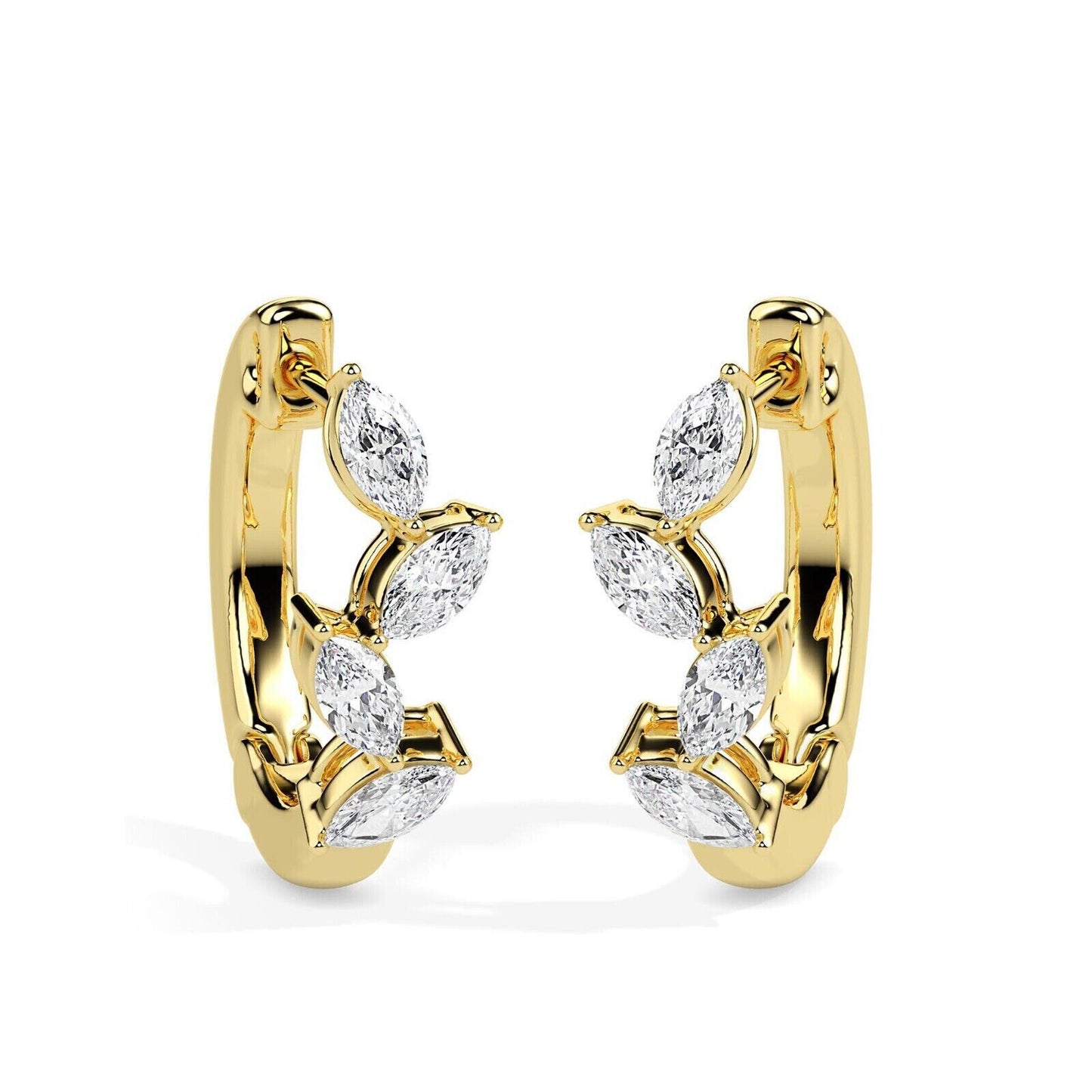 Marquise Diamond Huggie Hoop Earrings