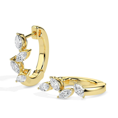 Marquise Diamond Huggie Hoop Earrings