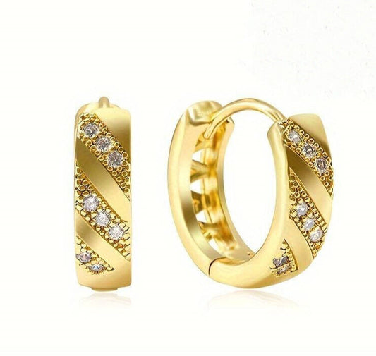 0.20 CT Moissanite Hoop Earrings Gold Plated