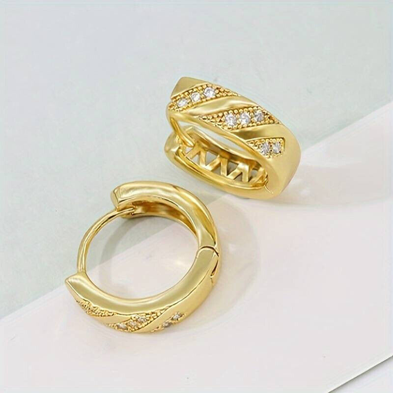 0.20 CT Moissanite Hoop Earrings Gold Plated