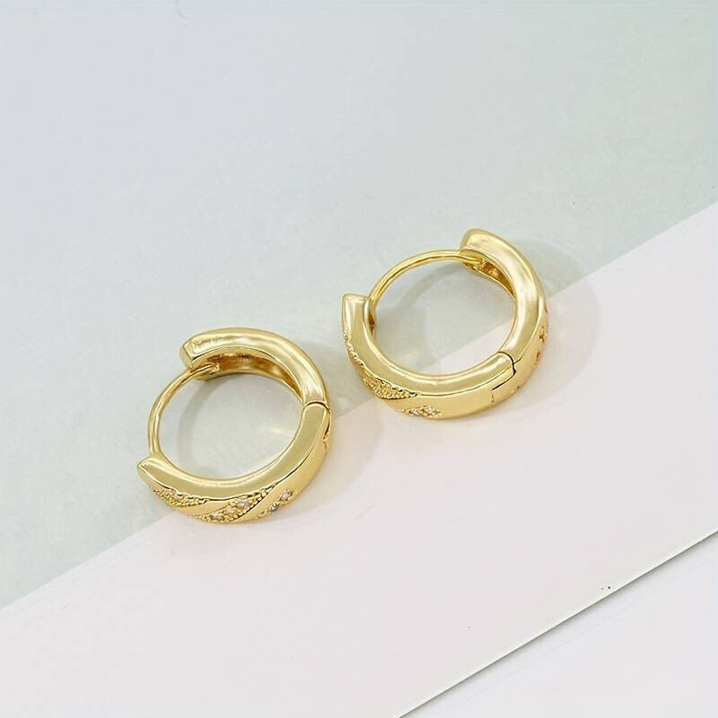 0.20 CT Moissanite Hoop Earrings Gold Plated