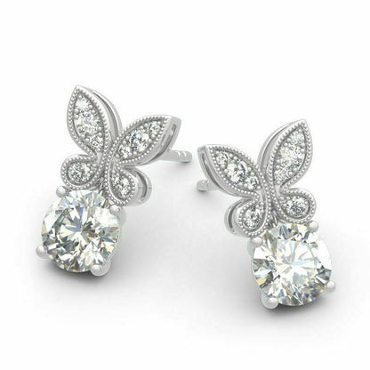 Moissanite Butterfly Stud Earrings