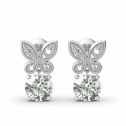 Moissanite Butterfly Stud Earrings