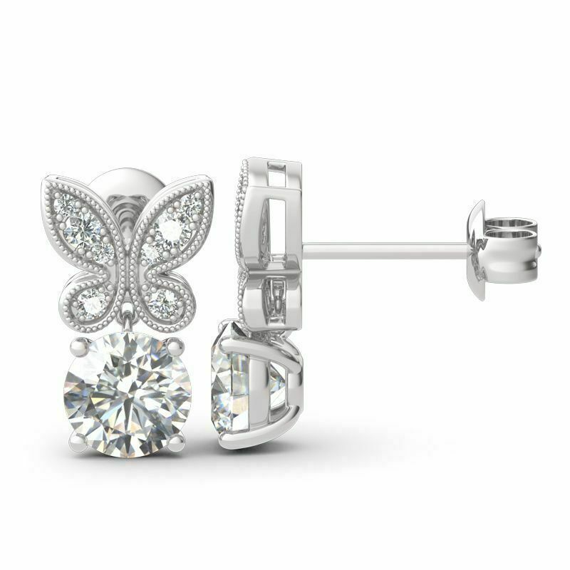 Moissanite Butterfly Stud Earrings