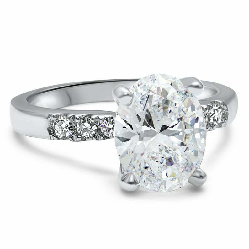 Oval Cut Moissanite Solitaire Engagement Ring