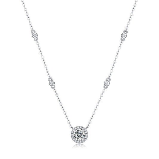 Moissanite Halo Pendant Necklace