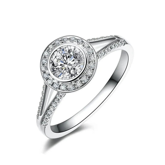 2CT Moissanite Halo Engagement Ring