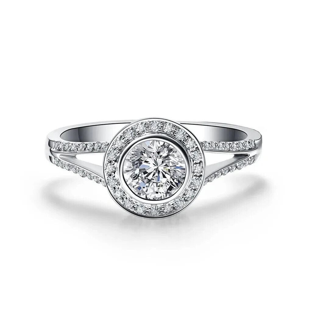 2CT Moissanite Halo Engagement Ring