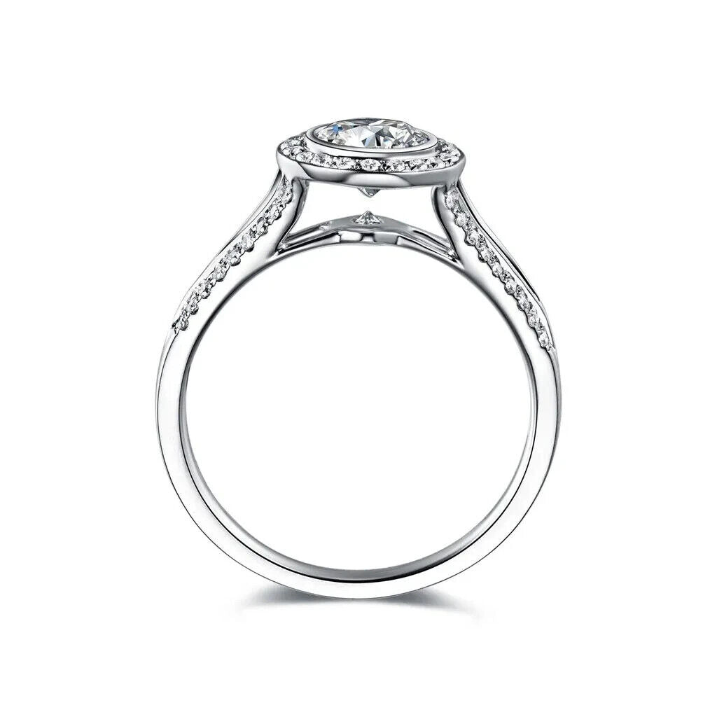 2CT Moissanite Halo Engagement Ring