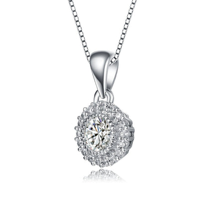 1.20 CT Moissanite Halo Pendant 14K White Gold