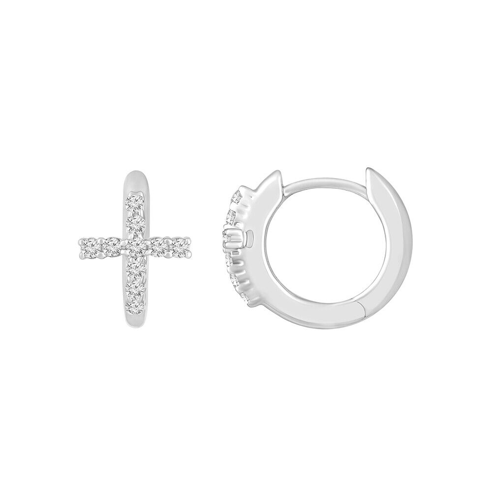 Moissanite Cross Hoop Earrings