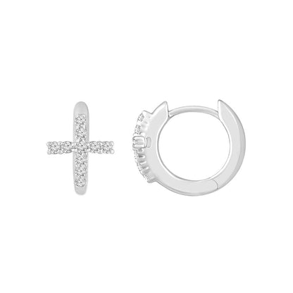 Moissanite Cross Hoop Earrings