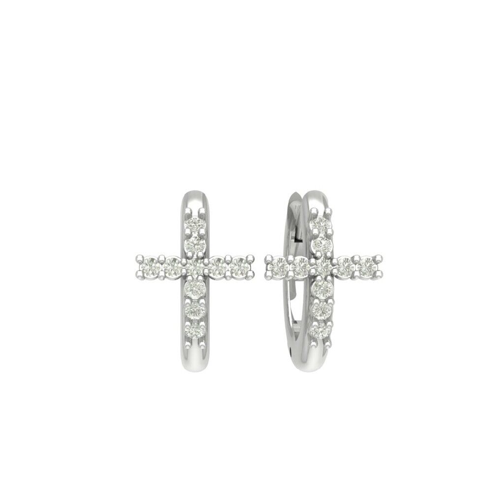 Moissanite Cross Hoop Earrings