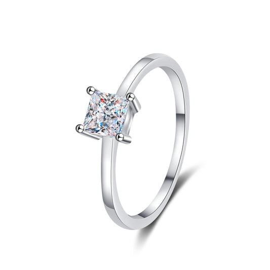 Princess Solitaire Moissanite Engagement Ring