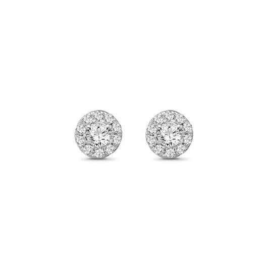 0.50 CT Moissanite Halo Stud Earrings 14K White Gold