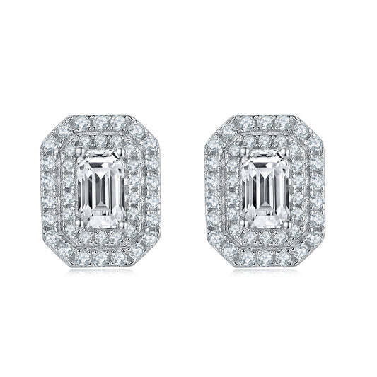 Moissanite Emerald Cut Stud Earrings