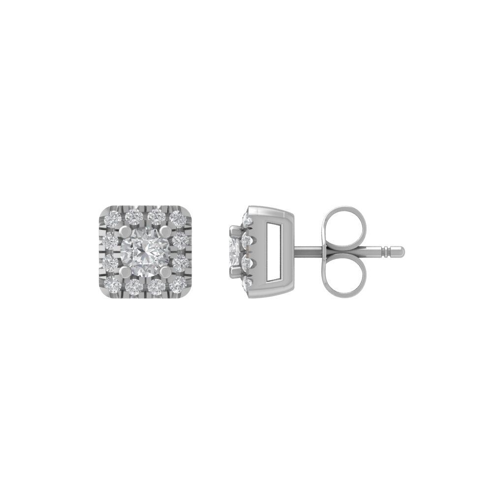 0.50 CT Moissanite Halo Stud Earrings 10K White Gold