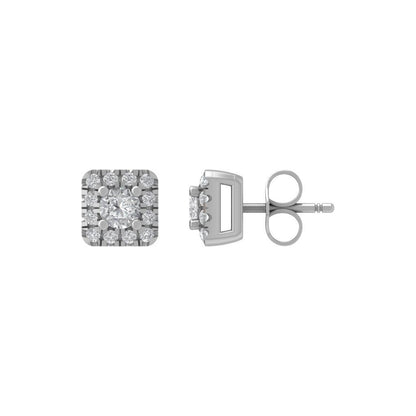 0.50 CT Moissanite Halo Stud Earrings 10K White Gold