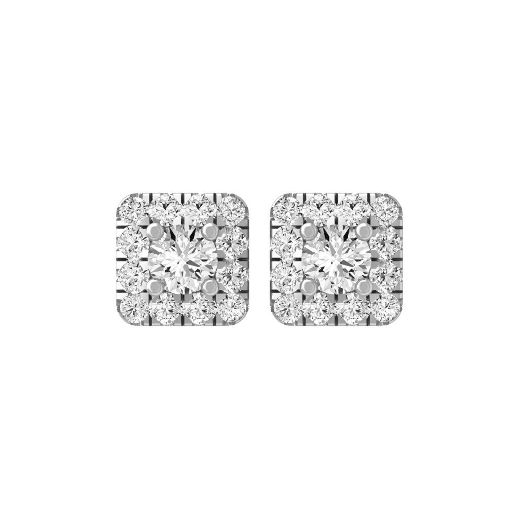 0.50 CT Moissanite Halo Stud Earrings 10K White Gold