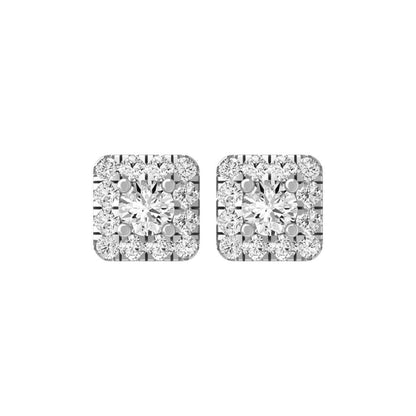 0.50 CT Moissanite Halo Stud Earrings 10K White Gold