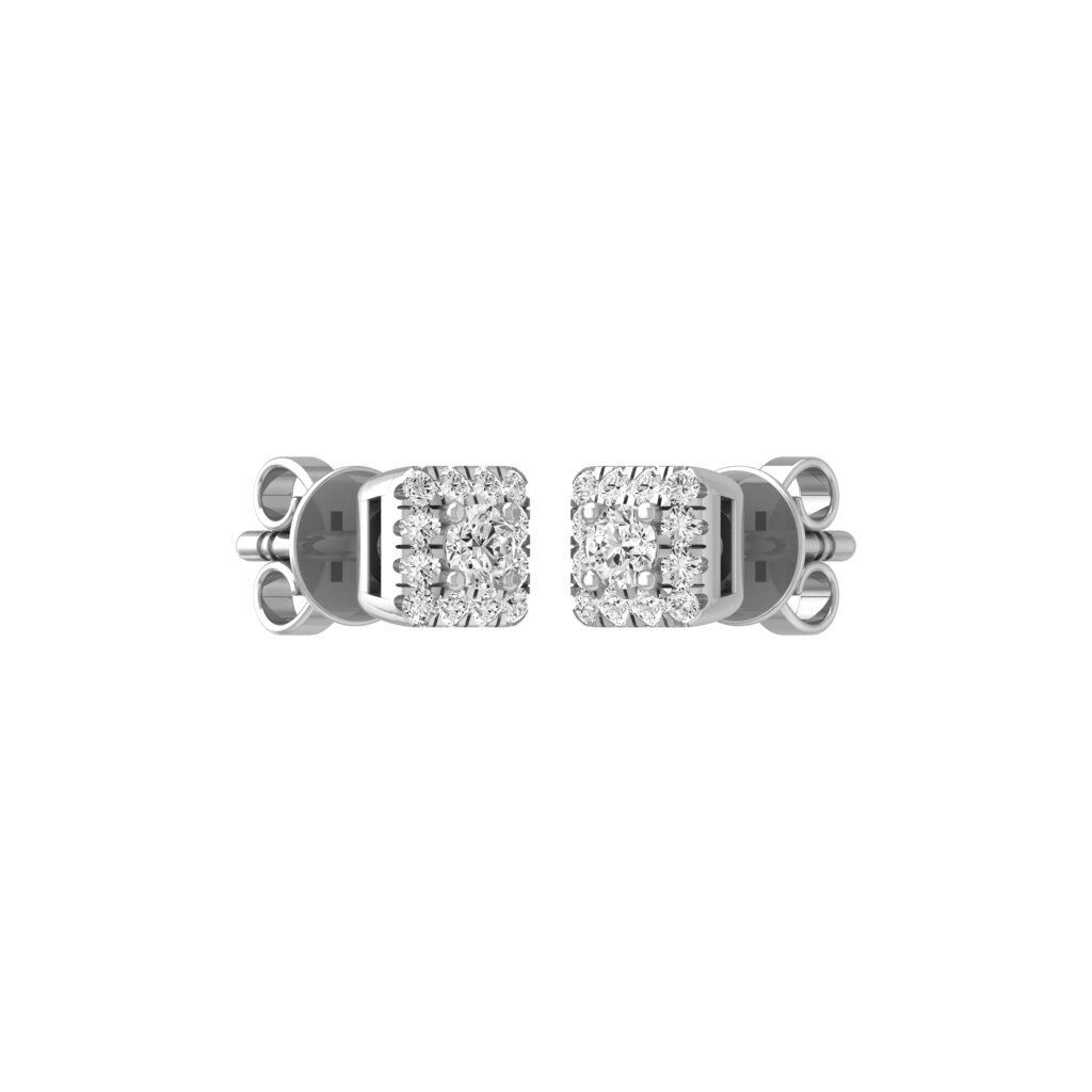 0.50 CT Moissanite Halo Stud Earrings 10K White Gold