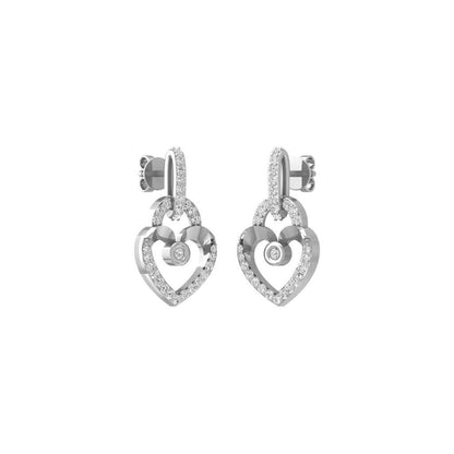 0.35CT Moissanite Heart Dangle Earrings 10k White Gold