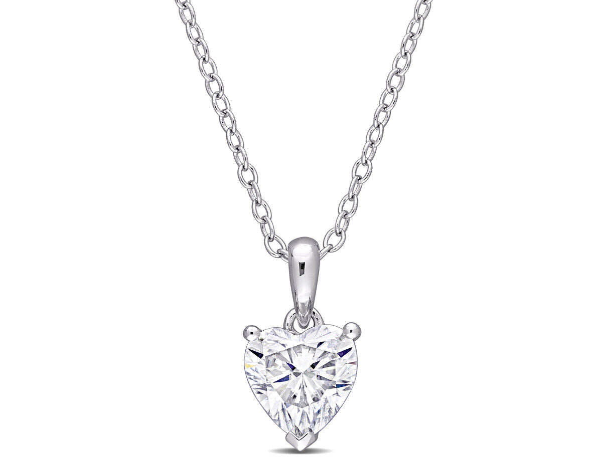 1Ct Heart Moissanite Pendant Necklace