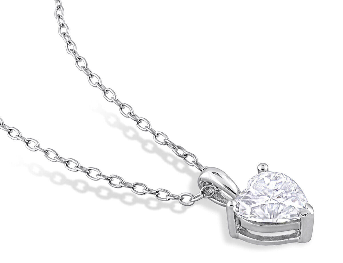 1Ct Heart Moissanite Pendant Necklace