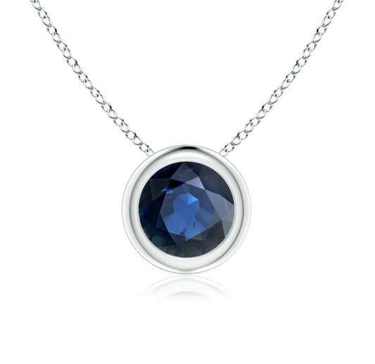 Round Cut Sapphire Pendant Necklace