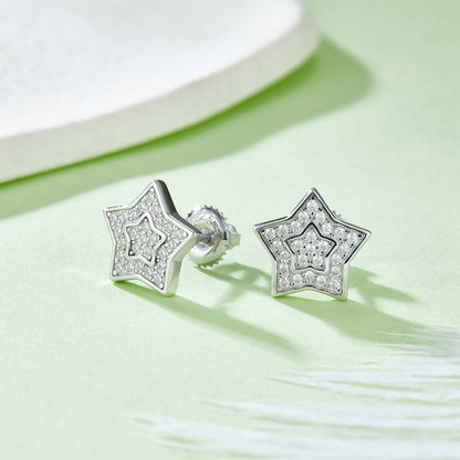 Moissanite Star Stud Earrings Silver