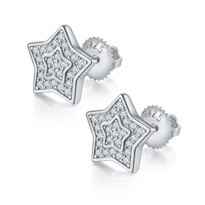 Moissanite Star Stud Earrings Silver