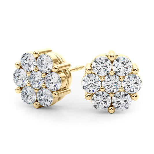 Cluster Flower Moissanite Stud Earrings