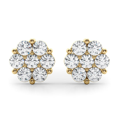 Cluster Flower Moissanite Stud Earrings