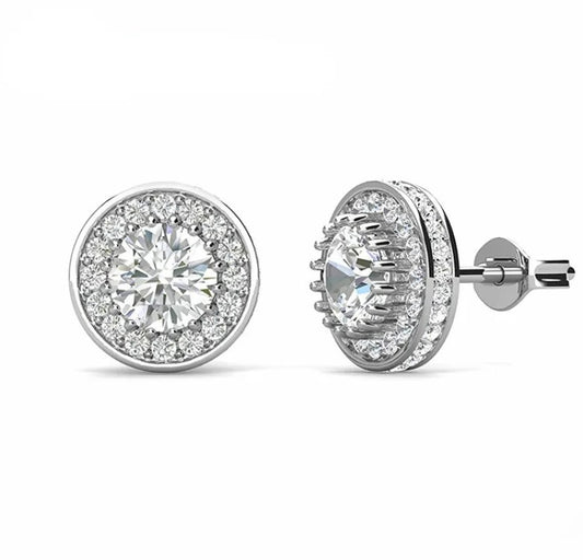 2.30 CT Moissanite Halo Stud Earrings