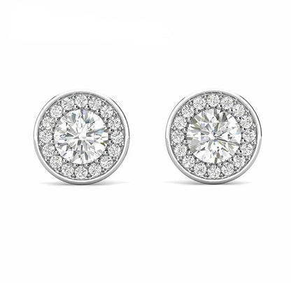 2.30 CT Moissanite Halo Stud Earrings