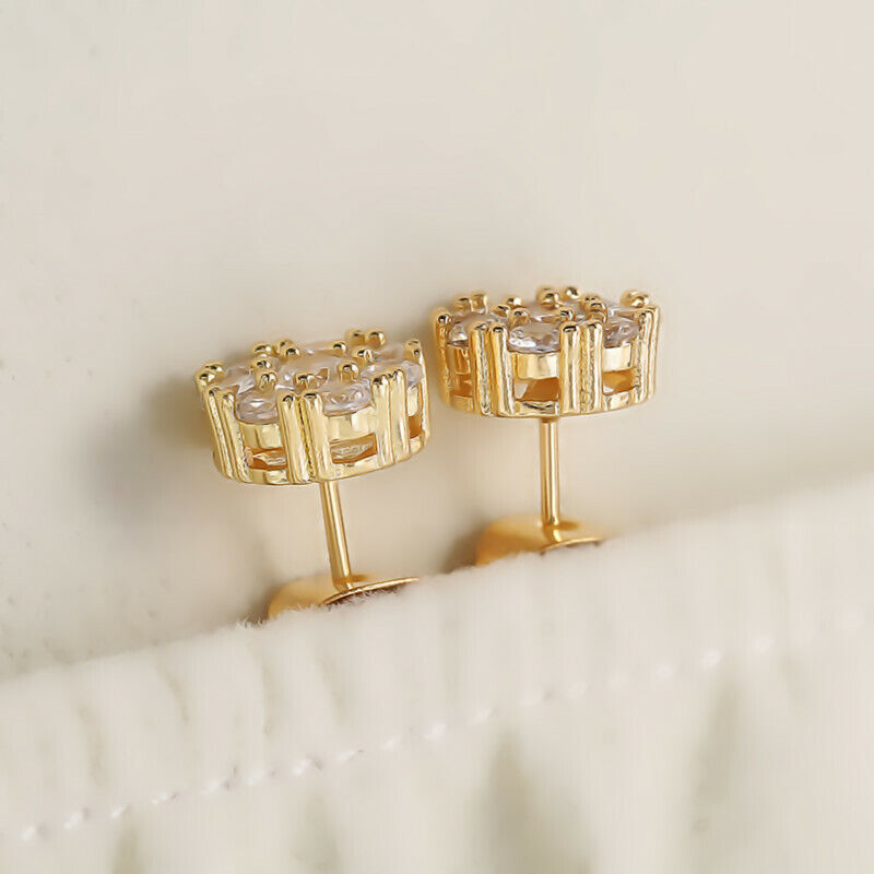 2CT Moissanite Cluster Stud Earrings